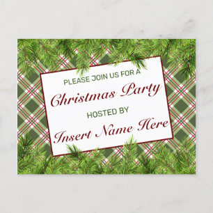 Green Red Kariert Christmas Party Einladung Postca