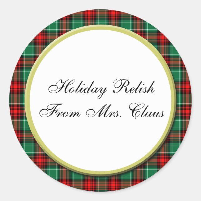 Green Red Kariert Custom Holiday Baking Stickers (Vorderseite)