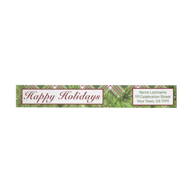 Green Red Kariert & Pine Branch Happy Holidays (Person)