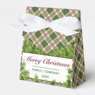 Green Red Kariert & Pine Frohe Weihnachts Fnowflak Geschenkschachtel