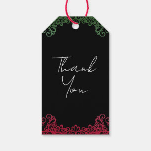 Green & Red Lace Elegante Fiesta Wedding Geschenkanhänger
