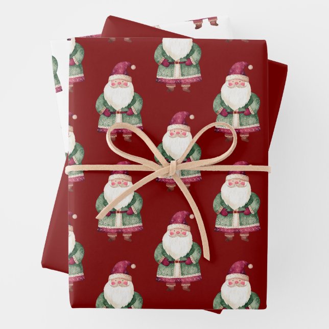 Green Red MerChristmas Santa Geschenkpapier Set (Beispiel)