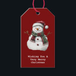 Green Red Merry Christmas Snowman Geschenkanhänger<br><div class="desc">Rot grün Weihnachten Schneemann</div>