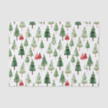 Green Red Merry Christmas Trees Seidenpapier<br><div class="desc">Rot grün Weihnachtsbaumen Schneemann</div>