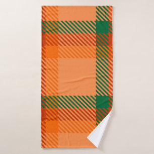 Green, Red, Orange und Beige Tartan Kariert schott Badehandtuch