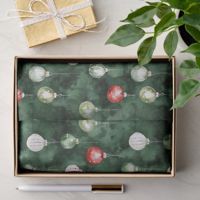 Green Red Ornaments Christmas Seidenpapier (Geschenk)