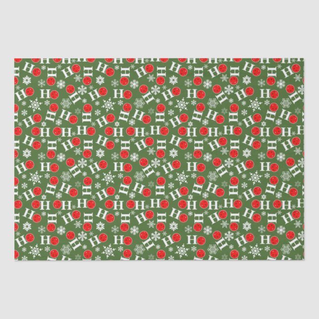 Green Red Pickleball Weihnachten Ho Ho Ho Ho Snowf Seidenpapier (Vorderseite)