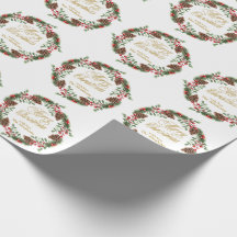 Green Red Pine Cones Gold Script Weihnachtsschuld