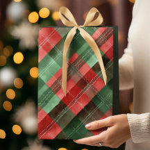 Green & Red Plaid Christmas Gift Bag