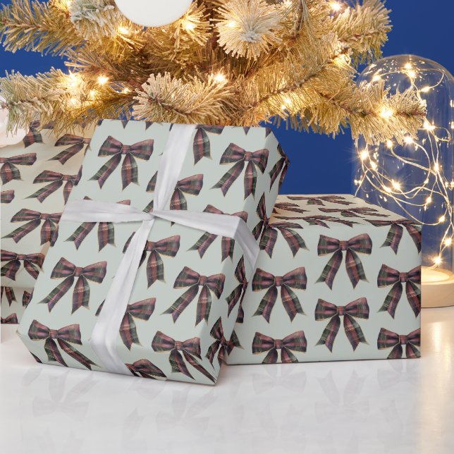 Green Red Plaid Stripes Christmas Geschenkpapier (Feiertage)