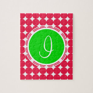 Green & Red Polka Dot Monogram