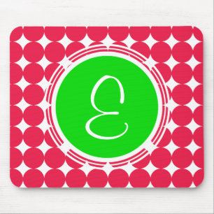 Green & Red Polka Dot Monogram Mousepad