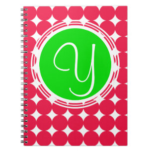Green & Red Polka Dot Monogram Notizblock