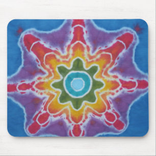 Green & Red Star Blue Background Gefärbte Krawatte Mousepad