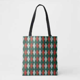 Green & Red Strick-Look All-Over-Print Tote-Tasche Tasche