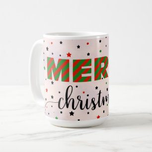 Green Red Striped frohe Weihnachtsstars Grenze Kaffeetasse