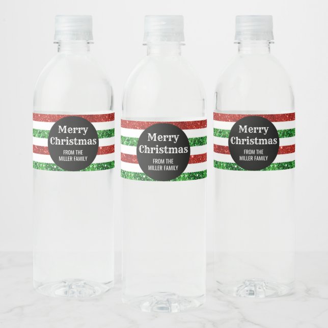 Green Red Stripes Custom Frohe Weihnachten (Flaschen)