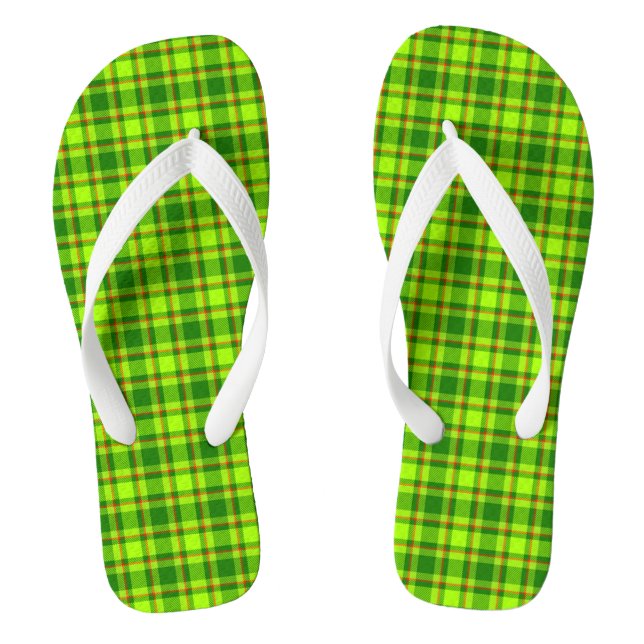 Green Red Tartan Checkered Kariert Pattern-55788 Flip Flops (Fußbett)