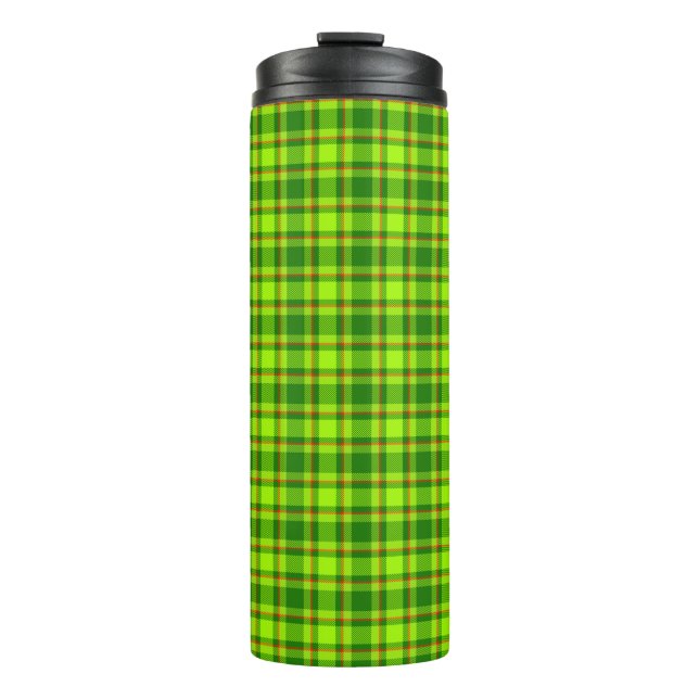 Green Red Tartan Checkered Kariert Pattern-55788 Thermosbecher (Vorderseite)