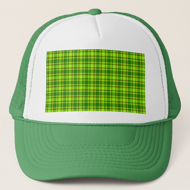 Green Red Tartan Checkered Kariert Pattern-55788 Truckerkappe (Vorderseite)