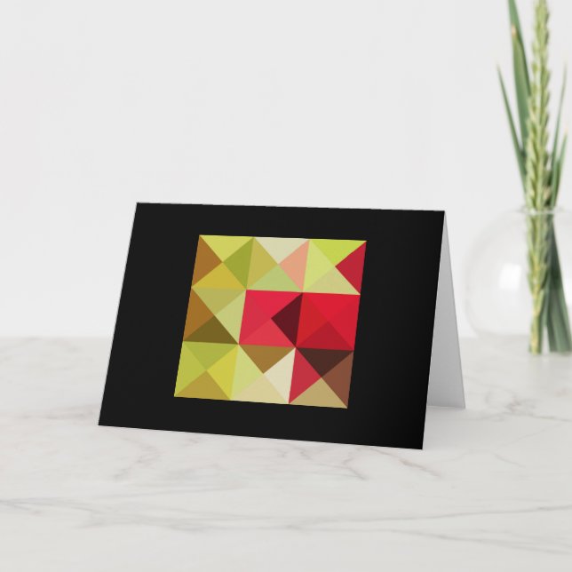 Green Red Tones Quilt Square Note Card Karte (Vorderseite)