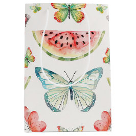 Green Red Watermelon Blue Butterflies Birthday Mittlere Geschenktüte