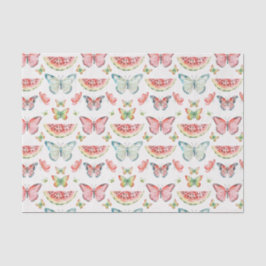 Green Red Watermelon Blue Butterflies Birthday Seidenpapier