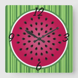 Green Red Watermelon Design Quadratische Wanduhr