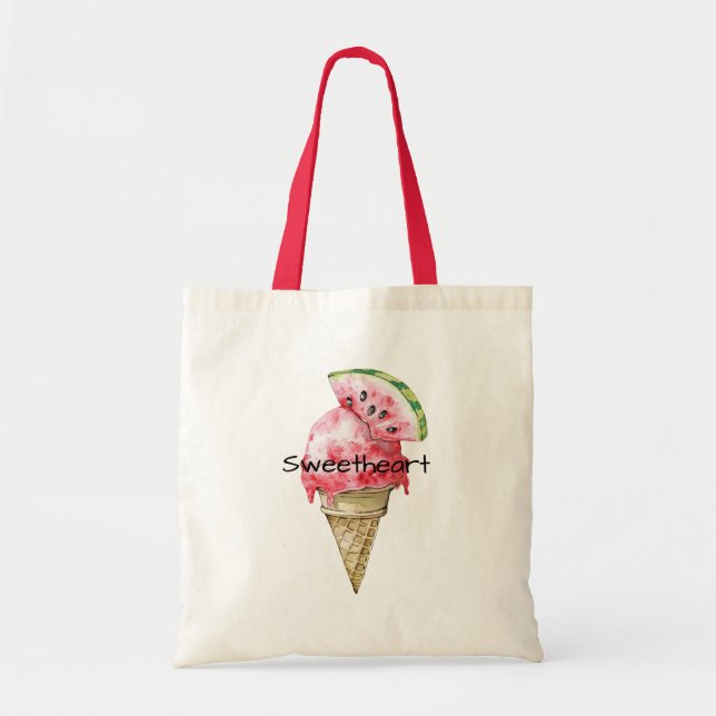 Green Red Watermelon Ice Cream Cone Sweetheart Tragetasche (Vorne)