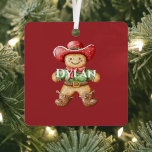 Green Red Western Cowboy Boots Weihnachten Ornament Aus Metall