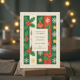 Green Red Whimsical Strip Wasserfarbe Ferienkarte