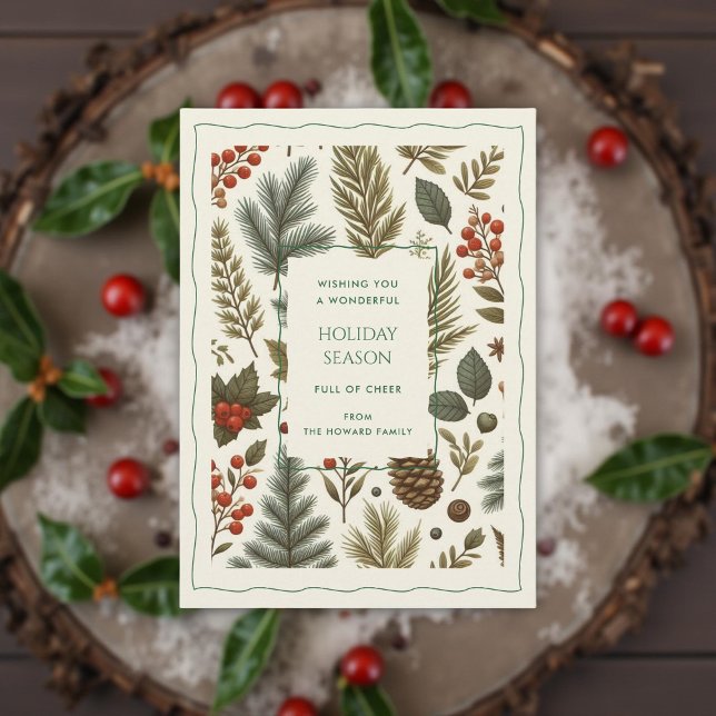 Green Red Whimsisical Floral Watercolor Feriencard (Von Creator hochgeladen)