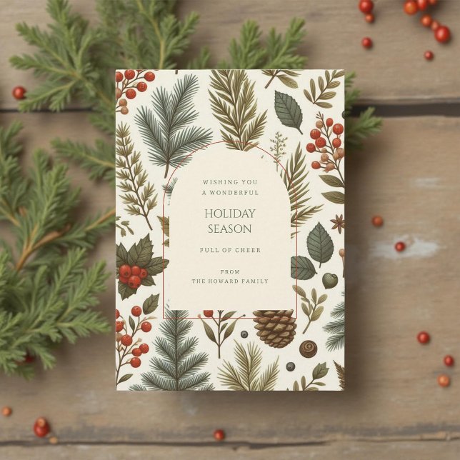 Green Red Whimsisical Floral Watercolor Feriencard (Von Creator hochgeladen)