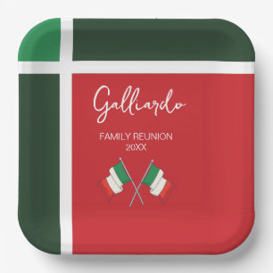 Green Red White Modern Italian Family Wiedersehen Pappteller