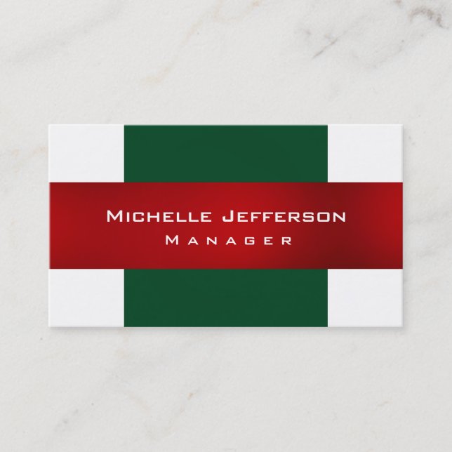 Green Red White Schlicht Manager Business Card Visitenkarte (Vorderseite)