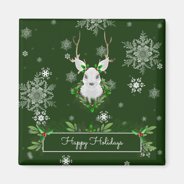 Green Reindeer Magnet (Vorne)