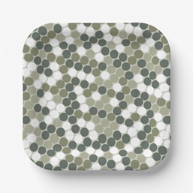 Green retro dots pappteller (Vorderseite)