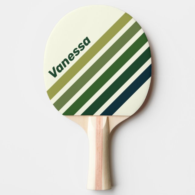 Green Retro Five Angled Striping with Name Tischtennis Schläger (Vorderseite)