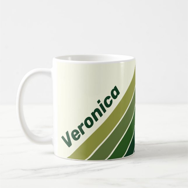 Green Retro Five Stripes with Name Kaffeetasse (Links)