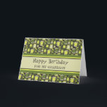Green Retro Grandson Birthday Karte<br><div class="desc">Geburtstagskarte für Enkel mit lustigen grünen Retromustern und nachdenklichem Vers.</div>