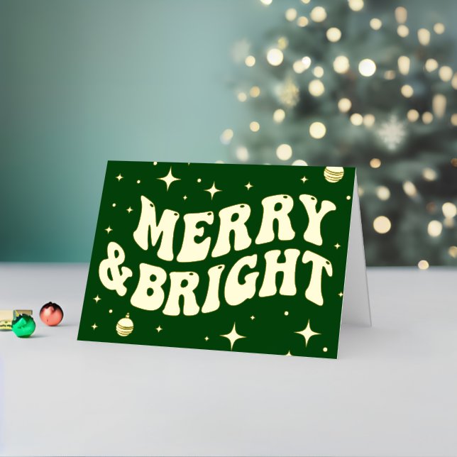 Green Retro Groovy Merry & Bright Christmas (Feiertag In Situ 2)