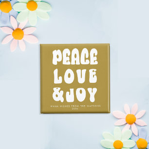 Green Retro Groovy Peace Liebe Joy Holiday Magnet