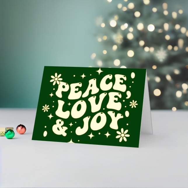 Green Retro Groovy Peace Love Joy Christmas (Feiertag In Situ 2)