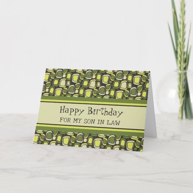 Green Retro Son in Law Birthday Karte (Vorderseite)