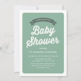 Green Retro Typografie Script Classic Baby Shower Einladung