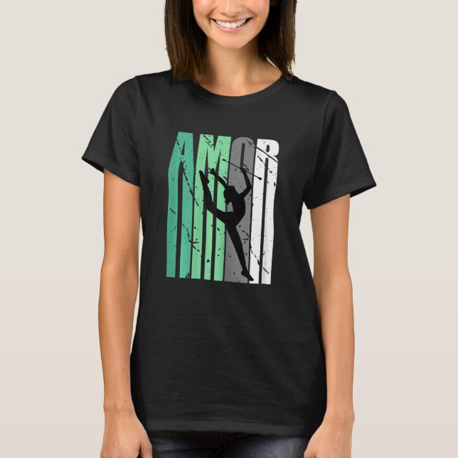 Green Rhythmic Gymnastics Distressed Amor Inspirat T-Shirt (Vorderseite)