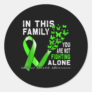Green Ribbon Butterfly Psychische Gesundheit Bewus Runder Aufkleber