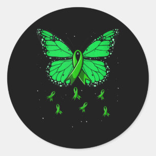 Green Ribbon Butterfly Womens Mental Health Awaren Runder Aufkleber