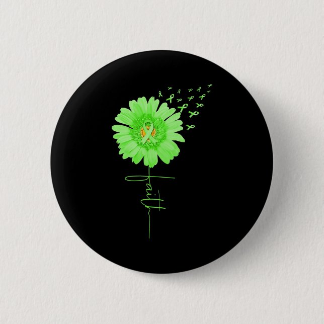 Green Ribbon Daisy Faith Mental Health Awareness M Button (Vorderseite)