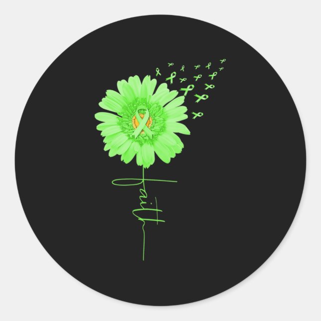 Green Ribbon Daisy Faith Mental Health Awareness M Runder Aufkleber (Vorderseite)